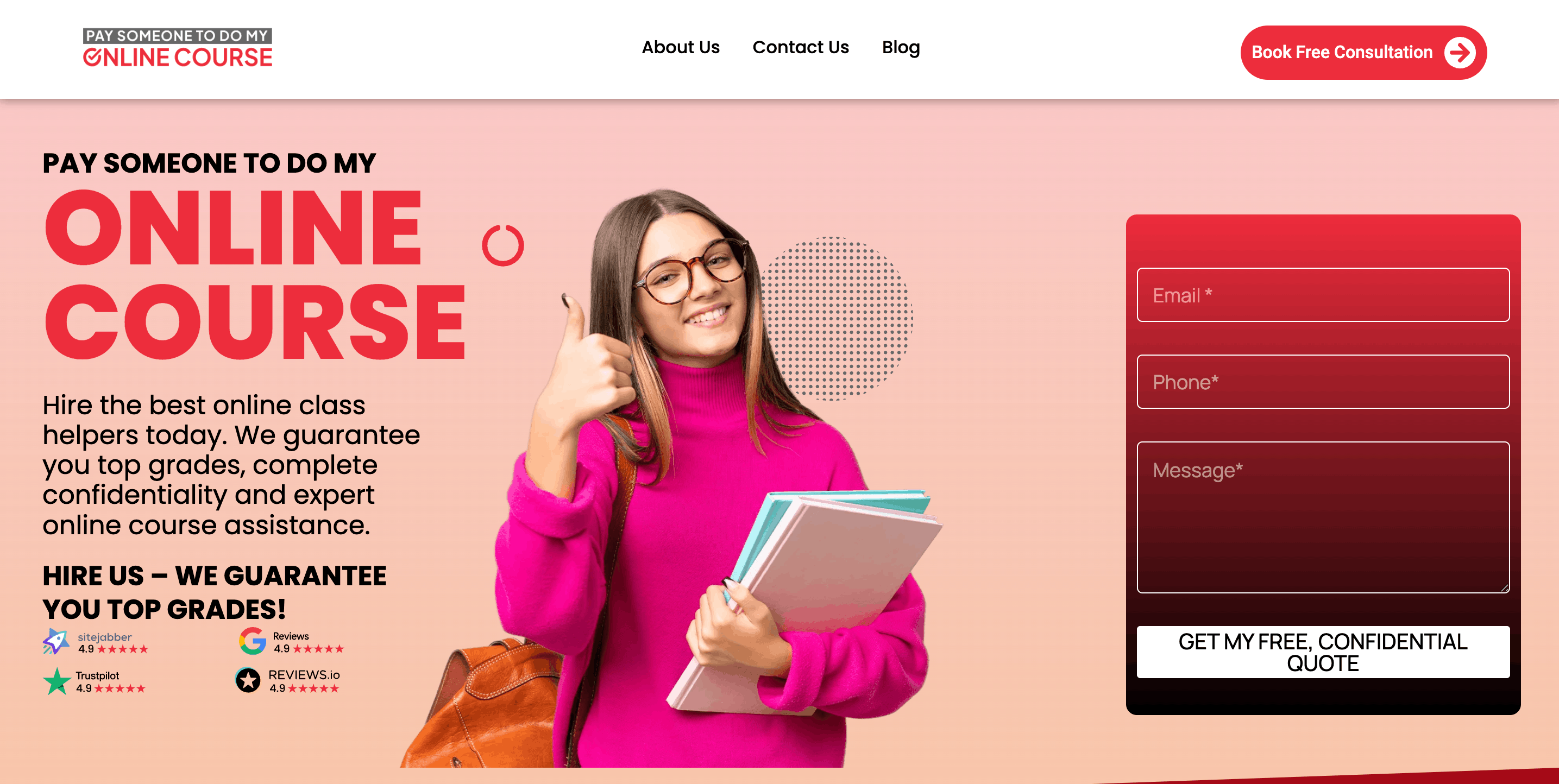 Online course assistance website preview