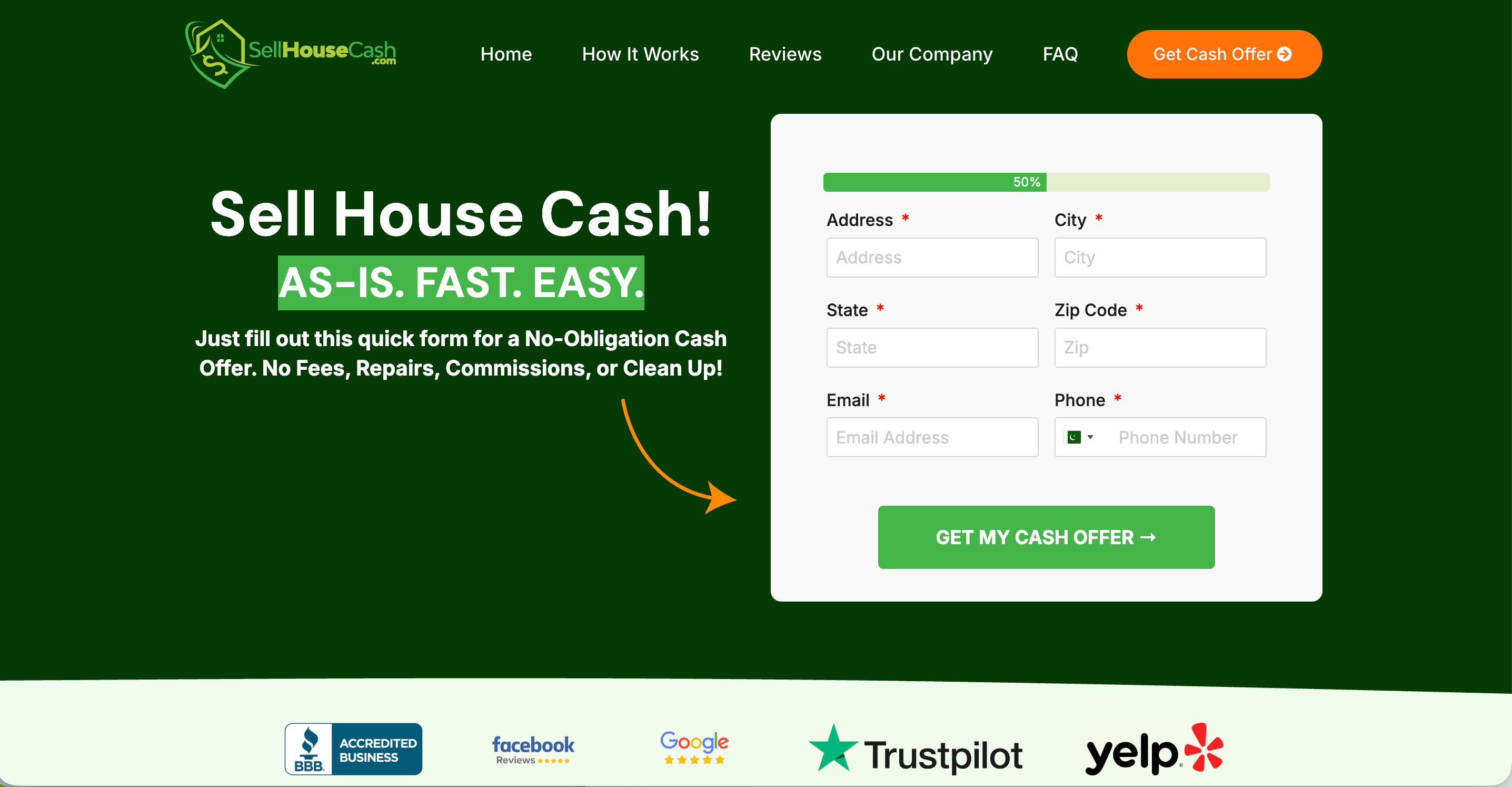 Sell House Cash website preview